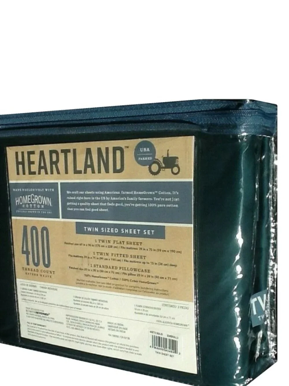 brand new GRAY + GREEN Heartland 400 TC 100% Cotton Sateen-Weave TWIN Sheet Set